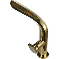 Waschtischarmatur, goldfarbene Messing-Mischbatterie, Einhebelmischer, Warm- und Kaltwasser (kurz) von ANDYOU