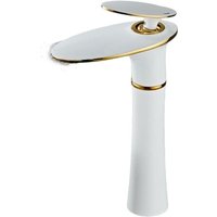 Wasserfall-Waschtischarmatur, weiß-goldene Waschtischarmatur, Messing-Einhebel-Waschtischarmatur, hoch Wasserfall-Waschtischarmatur, weiß-goldene Waschtischarmatur, Messing-Einhebel-Waschtischarmatur, hoch von ANDYOU
