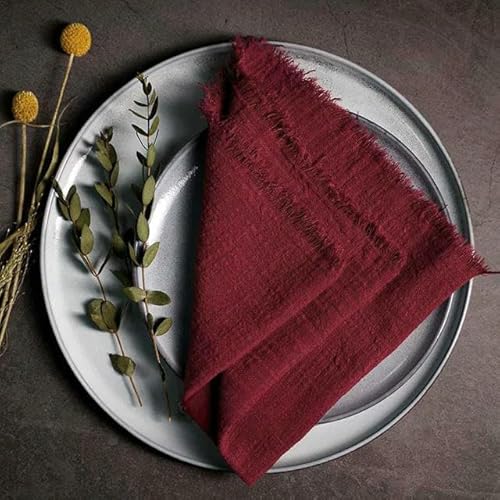 6/12/24/48 Stück 30 * 30 cm Gaze-Serviette Käsetuch-Serviette Boho-rustikale Käsetuch-Servietten mit Fransen für Boho-Schwarze Servietten mit Fransen von ANEIDA
