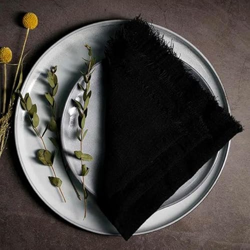 6/12/24/48 Stück 30 * 30 cm Gaze-Serviette Käsetuch-Serviette Boho-rustikale Käsetuch-Servietten mit Fransen für Boho-Schwarze Servietten mit Fransen von ANEIDA