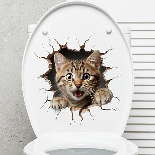 ANEIDA 27 * 27CM 3PCS Kleine 3D Katze Selbstklebende Toilettendeckel Aufkleber Lustige PVC Wasserdichte Toilettensitzaufkleber Für Deckel Badezimmer Wandaufkleber von ANEIDA