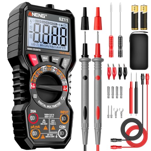 ANENG Multimeter,Trms 6000 Digitaltester Hochauflösender Automatischer Bereichswahl,Max/Min-Voltmeter,misst AC/DC-Spannung,Strom,Widerstand,Kapazität,NCV,Datenhalteverstärker,GeeigAutomobilindustrie von ANENG