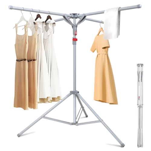 ANEWSIR Standtrockner Wäscheständer Hoch Klappbar mit 4 Flügeln, Wäschespinne Wäschetrockner Ständer für Balkon,Drinnen, Draußen von ANEWSIR
