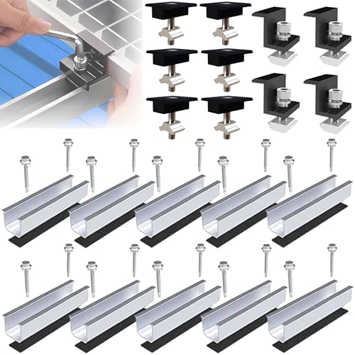 ANFIL® Solarpanel Halterung Metalldach [Verstellbar & Korrosionsbeständig] – Solarmodul Halterung Flachdach mit 12cm Schienen (Einfache Installation & wasserdicht) - Flachdachhalterung Solar von ANFIL