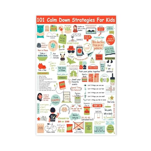 Wall 101 Calm Down Strategies For Kids Able Emotionale Regulation Skills SEL Coping Schlafzimmer Klassenzimmer Kunst Wanddekoration Poster Familie Bar Restaurant Garage Café Kunstschild Geschenk 50 x von ANFOTCM