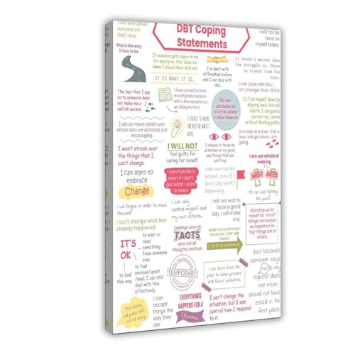 Wall DBT Coping Statements Affirmations Quotes PTSD Trauma BPD Self Help Care Depression Anxiety Bipolar Kids Teens Adults Bedroom Classroo Canvas Poster Wall Art Bedroom Decor Office Room Kitchen De von ANFOTCM