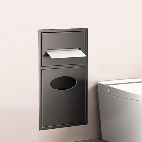 ANFUZUN.RONG Edelstahl Duschregal, Wandregal mit Toilettenpapierhalter und Mülleimer, Modernes Badezimmerregal, Einbauregal, 520*200*135mm von ANFUZUN.RONG