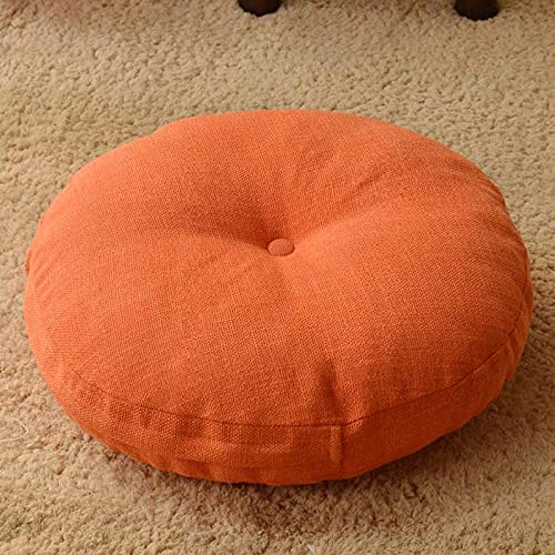 Meditationskissen Baumwolle und Leinen Runde Form 50X50cm Dicke:15cm Orange Yoga Kissen ​für Sitzmeditation Lotussitz oder Zen Meditation von ANGANGAN