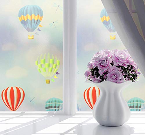 Sichtschutz-Fensterfolie, selbstklebend, Heißluftballon, 45 x 500 cm, dekorativ, statisch, 3D-Effekt, mattiert, für Zuhause, Badezimmer, Büro von ANGANGAN