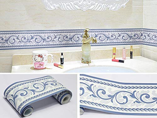 Tapete bordüre selbstklebende wasserdichte Blaue Rebe 10X1000CM für Wohnzimmer Badezimmer Schlafzimmer Küche Wanddeko Tapete bordüre selbstklebende wasserdichte Blaue Rebe 10X1000CM für Wohnzimmer Badezimmer Schlafzimmer Küche Wanddeko von ANGANGAN