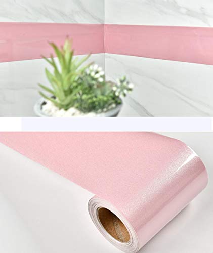 Tapete bordüre selbstklebende wasserdichte Rosa 10X1000CM für Wohnzimmer Badezimmer Schlafzimmer Küche Wanddeko von ANGANGAN