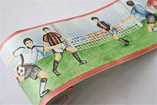 Tapete bordüre selbstklebende wasserdichte Spiel Fußball 10X1000CM für Wohnzimmer Badezimmer Schlafzimmer Küche Wanddeko von ANGANGAN