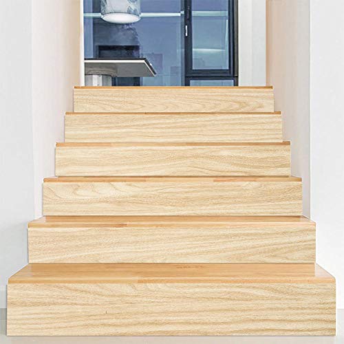 Treppenaufkleber 3D Holzmaserung Selbstklebend Wasserdicht Abnehmbar für Küchenschrank Treppe Bad DIY Hauptkunstdekoration von ANGANGAN