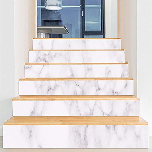 Treppenaufkleber 3D Weiß Selbstklebend Wasserdicht Abnehmbar für Küchenschrank Treppe Bad DIY Hauptkunstdekoration von ANGANGAN