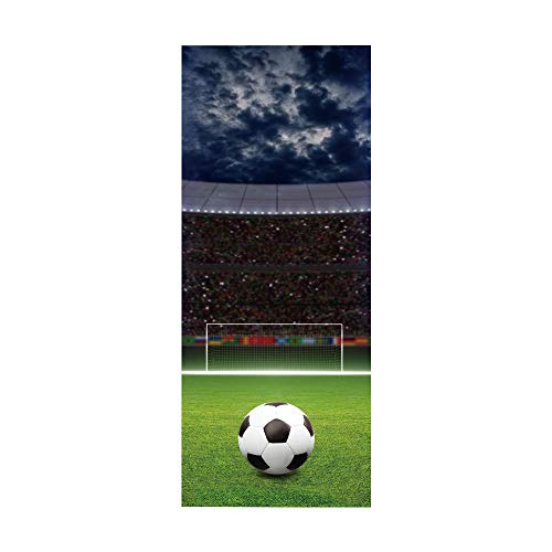 Türtapete selbstklebend Fußball TürPoster 3D Bewirken Fototapete Türfolie Poster Tapete Abnehmbar Wandtapete für Wohnzimmer Küche Schlafzimmer 77x200cm von ANGANGAN