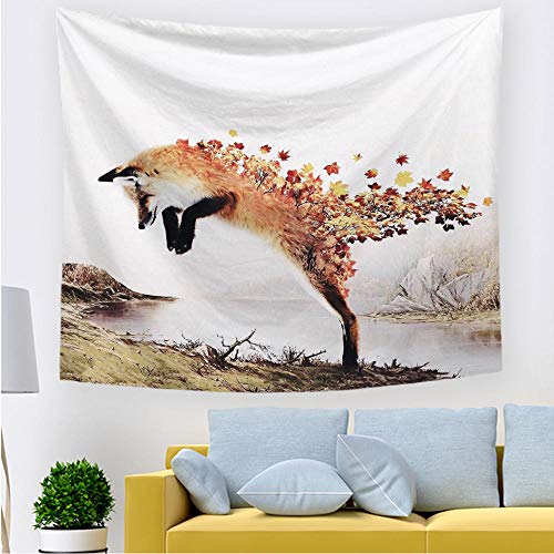 Wandteppiche Fuchs tapisserie wandbehang Wohnzimmer Schlafzimmer Dekoration Art Wandaufkleber Wall Hanging Bed Sheet Beach Tapestry Plakat 200x150CM von ANGANGAN