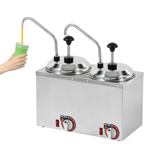Doppelkopf-Wärmer für heißes Fudge, kommerzieller Nacho-Käsespender mit Pumpe, Temperatur einstellbar, Käseschmelzgerät, elektrischer Saucenschmelzer für heißen Fudge-Käse(8L) von ANGDI