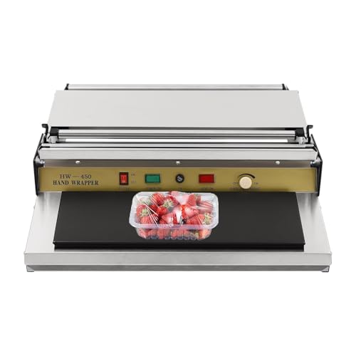 Handverpackungsmaschine, manuelle Frischhaltefolien-Lebensmittelverpackungsmaschine mit 45 cm Breite, 5 einstellbare Temperaturen, Stretchfolienspender, Hochtemperaturschneider von ANGDI