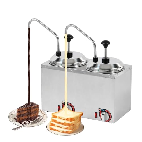 Kommerzieller Käsespender, 1600W elektrischer Saucenschmelzer mit Pumpe, Temperatur einstellbar, Nacho-Käsespender, Marmeladen-Warmhaltegerät für heißes Fudge, Karamell(Double) von ANGDI
