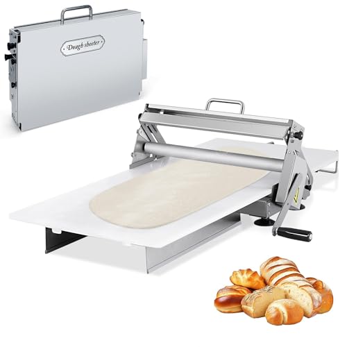 Manuelle, faltbare Teigausrollmaschine, Edelstahl-Teigrolle mit einstellbarer Teigdicke, Ausrollbrett, manuelle Teigausrollmaschine für den gewerblichen Heimgebrauch für Bäckerei(S) von ANGDI