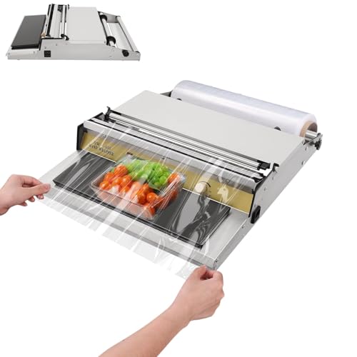 Manuelle Lebensmittelverpackungsmaschine, 300W-Hand-Heizfolienversiegelungsmaschine mit 5 einstellbaren Temperaturen, 45 cm breiter Folienwickler, Frischhaltefolien-Verpackungsschneider von ANGDI