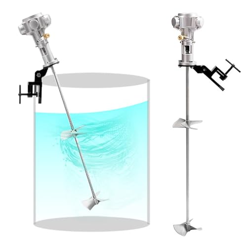 Pneumatischer Farbmischer, 50/60 Gallonen Fass-Farbbeschichtungs-Luftrührer mit Edelstahlschaufel, Klemmmontage Tank-Fass-Trommelmischer Mischer Rührer für Flüssigtinte(60 Gallon) von ANGDI