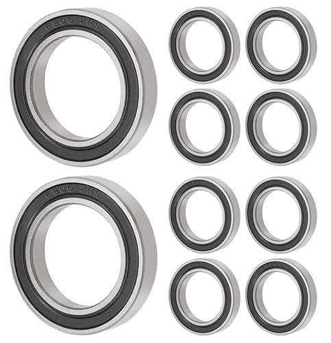 10 Stück 6806 2RS Kugellager 30 mm x 42 mm x 7 mm doppelt geschützte Rillenkugellager für DIY, Drehbänke, Motoren, 3D-Drucker, Fräsmaschinen, verschiedene mechanische Geräte, etc. von ANGEEK