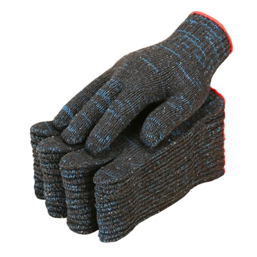 12 Paar blau und schwarz gestreift Baumwollhandschuhe bequeme, schnittfeste rbeitshandschuhe Industrieschutzhandschuhe，Verwendbar für die täglichen GebrauchWerkstatt Mechanik Bau Bewegen Gartenarbeit von ANGEEK