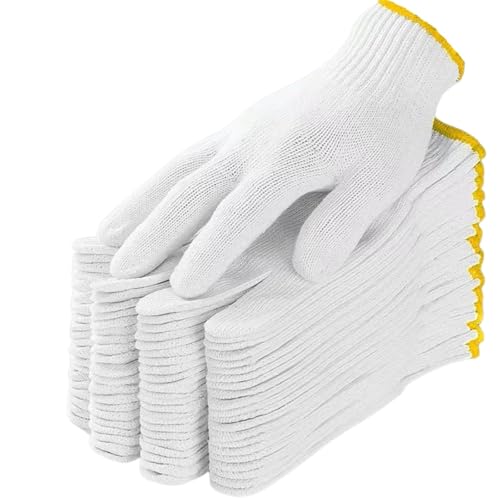 12 Paar weiße Baumwollhandschuhe Atmungsaktive,rbeitshandschuhe Montagehandschuhe Industrieschutzhandschuhe Arbeitshandschuhe Verwendbar für die täglichen GebrauchWerkstatt Bau Fahren Gartenarbeit von ANGEEK