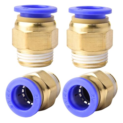 4 Stück 12mm 3/8′′PT Außengewinde gerade Push to Connect Fittings Einsteckschlauch Pneumatik Schnellverbinder von ANGEEK