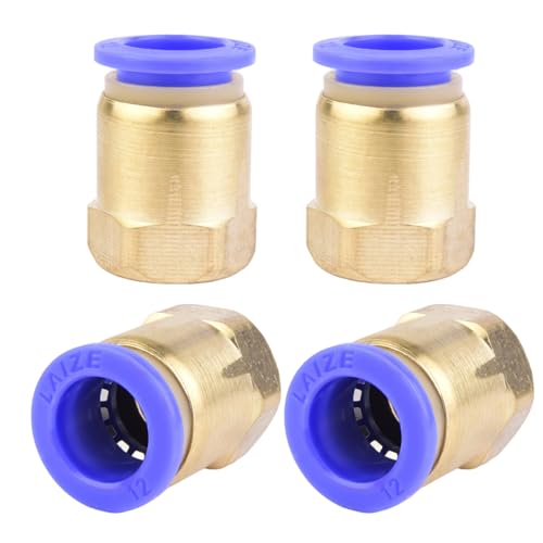 4 Stück 12mm Rohr-Außendurchmesser x 1/4" PT-Innengewinde gerade Verschraubung Pneumatik-Adapter Push In Anschluss Industriequalität Steckanschlüsse Inline-Pneumatik-Anschlussfittings von ANGEEK