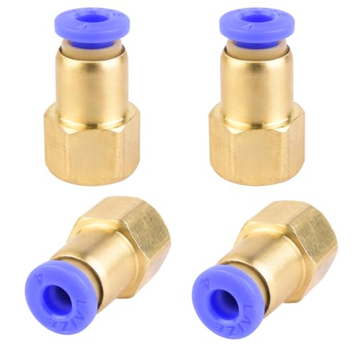 4 Stück 4mm Rohr-Außendurchmesser x 1/8" PT-Innengewinde gerade Verschraubung Pneumatischer Anschluss Push In Anschluss Industriequalität Steckanschlüsse Pneumatik-Adapter von ANGEEK