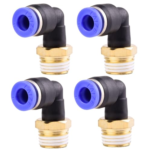 4 Stück 6mm 1/4′′ PT Pneumatische 90°-Winkelsteckverschraubungen mit Außengewinde Pneumatische Schnellkupplungen für Steckschläuche Push-In Druckluftanschluss 4 Stück 6mm 1/4′′ PT Pneumatische 90°-Winkelsteckverschraubungen mit Außengewinde Pneumatische Schnellkupplungen für Steckschläuche Push-In Druckluftanschluss von ANGEEK
