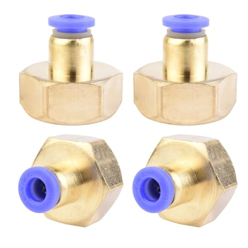 4 Stück 6mm Rohr-Außendurchmesser x 1/2“ PT-Innengewinde gerade Verschraubung Pneumatischer Anschluss Push In Anschluss Industriequalität Steckanschlüsse Inline-Pneumatik-Anschlussfittings von ANGEEK