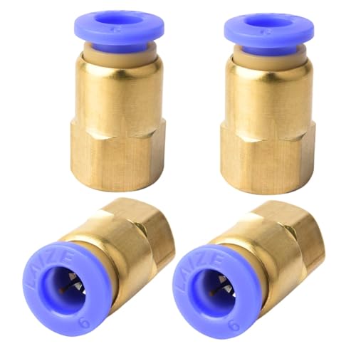 4 Stück 6mm Rohr-Außendurchmesser x 1/8“ PT-Innengewinde gerade Verschraubung Pneumatischer Anschluss Push In Anschluss Industriequalität Steckanschlüsse Inline-Pneumatik-Anschlussfittings von ANGEEK