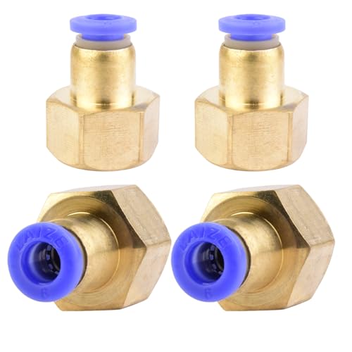 4 Stück 6mm Rohr-Außendurchmesser x 3/8“ PT-Innengewinde gerade Verschraubung Pneumatischer Anschluss Push In Anschluss Industriequalität Steckanschlüsse Inline-Pneumatik-Anschlussfittings von ANGEEK