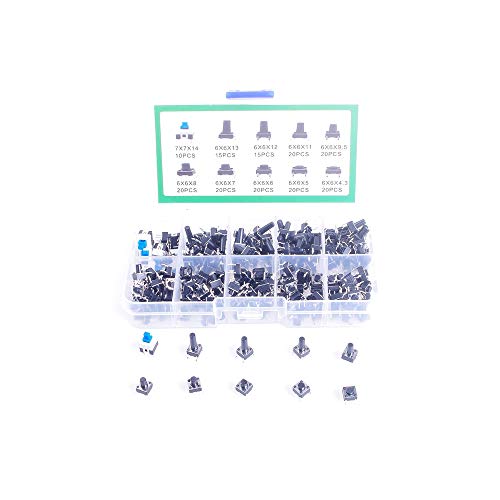 ANGEEK 10 models 180pcs 6 * 6 Tact Switch Tactile Push Button Switch Kit, Height: 4.3MM~14MM DIP 4P micro switch 6x6 Key switch ANGEEK 10 models 180pcs 6 * 6 Tact Switch Tactile Push Button Switch Kit, Height: 4.3MM~14MM DIP 4P micro switch 6x6 Key switch von ANGEEK