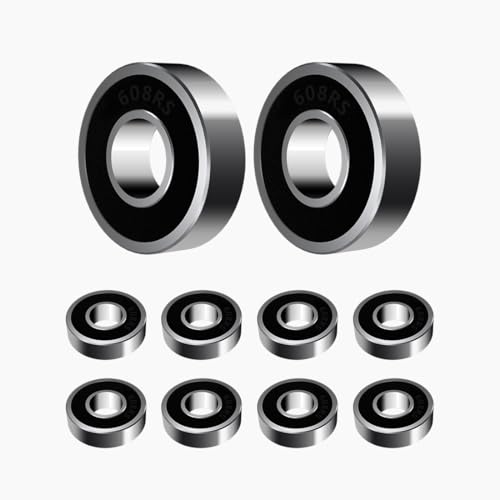 ANGEEK 10 Stück 608-2RS Kugellager 8 mm x 22 mm x 7 mm,Vorgeschmiert,Doppeldichtung, 608RS Rillenkugellager von ANGEEK