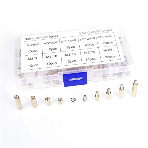 ANGEEK 120pcs M3 Male Female Brass Hex Column Standoff Support Spacer Pillar M3 Screw Nut Assortment Set For PCB Board ANGEEK 120pcs M3 Male Female Brass Hex Column Standoff Support Spacer Pillar M3 Screw Nut Assortment Set For PCB Board von ANGEEK