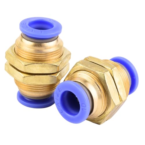 ANGEEK 2 Stück Pneumatik Steckverbinder Pneumatik Schottverschraubung Push In Fitting Schott-Steckverbindung Schnellsteckverbinder Anschließbarer Rohrdurchmesser 10 MM von ANGEEK