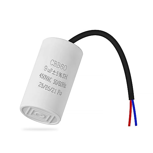 CBB60 450v 9uf 50/60HZ Starterkondensator, Motorkondensator, Entstörkondensator, Mikrofaradkondensator mit Draht ANGEEK von ANGEEK