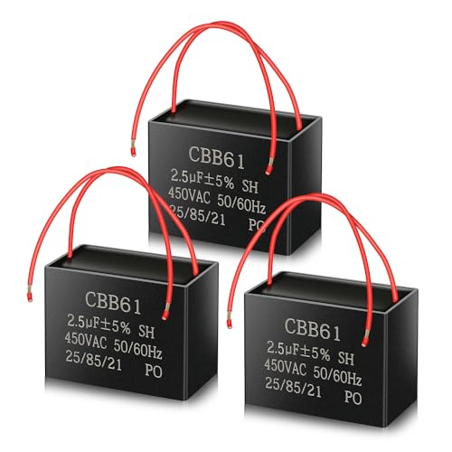 CBB61 450V AC 2.5UF 50/60HZ Starterkondensator,AC Motorkondensator,geeignet für Deckenventilator,Lüfter,Dunstabzugshauben ANGEEK(3 PCS) von ANGEEK