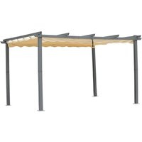 Pergola aus Aluminium in anthrazit, Dachrohre aus Stahl, Verstellbares Dach aus Polyester (3x4m, Beige) - beige - Angel Living von ANGEL LIVING