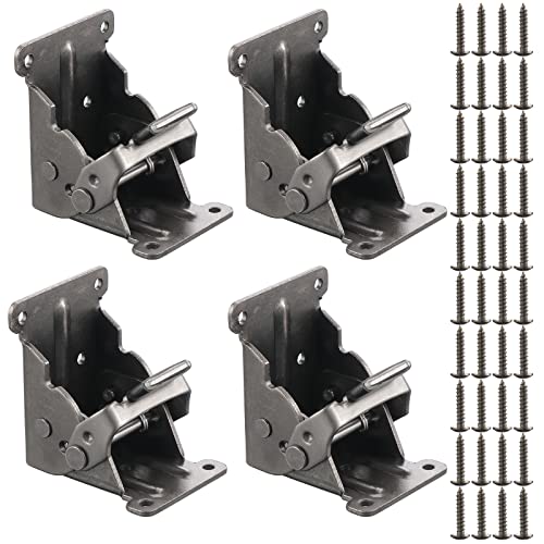 4 Stück Klappscharnier, Klappbar Verriegelung Tischbeine Stützhalterung für Bett, Hocker, Werkbank, Schreibtisch, Klappbar Scharnier Hardware mit 40 Schrauben von ANGELIA COMEAUX