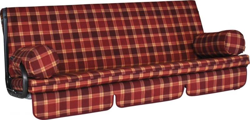 ANGERER Freizeitmöbel GmbH Polsterauflage Hollywoodschaukel PolsterauflageTrend Rio bordeaux 180 cm, (1 Stück, Lehnenkissen, 2 Nackenrollen, 1 Unterlage mit Volant), Passend für eine Sitzbreite von ca. 180 cm von ANGERER Freizeitmöbel GmbH