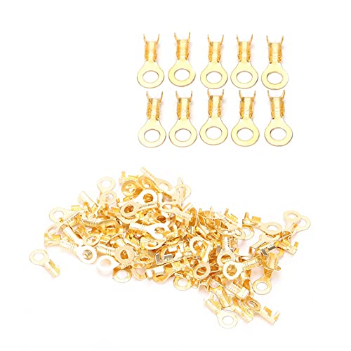 ANGGREK 100PCs Crimp-Lötösen Kabelösen Ringklemmen Messing Kaltgepresst Geschlossene Bauart Zur Feuchtigkeitsverhütung Hochtemperaturbeständigkeit mit Flammschutz für Kabelverbindung von ANGGREK