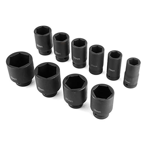 ANGGREK 10pcs 3/4in Antrieb Metrik Deep Impact Socket Set Chrom Molybdän Stahl 6-Punkt 22-50 Mm mit Aufbewahrungsbox für Autoreparatur Autowartung von ANGGREK