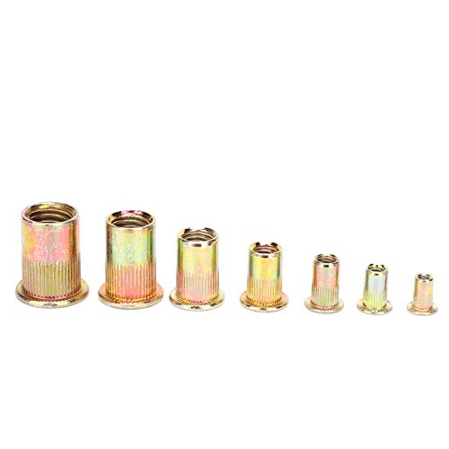 ANGGREK 220 Stück Nietmutter Sortiment Set, M3 M4 M5 M6 M8 M10 M12 Farbverzinkt Zink Anti-Oxidation Einsetzmutter für Metallplatten Rohre Automobil Aufzüge Möbel von ANGGREK