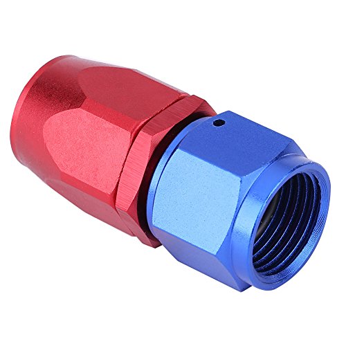 ANGGREK An10 Kraftstoffleitungsanpassungsadapter An10 Kraftstoffschlauchanschluss Adapteranpassungs-Aluminiumlegierung Rot und Blau Anodiert für Kraftstoffrohrölkühler mit Leckage-Sicht-Design (0°) von ANGGREK