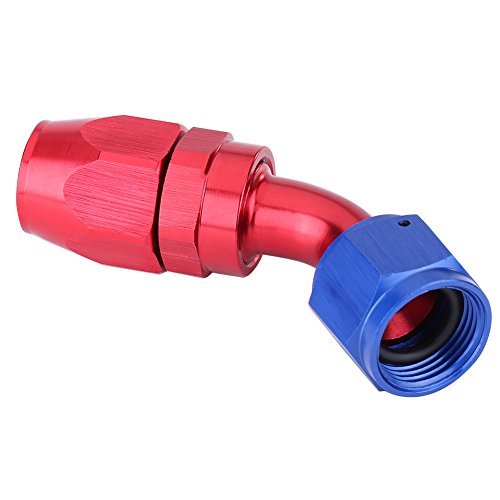 ANGGREK An10 Kraftstoffleitungsanpassungsadapter An10 Kraftstoffschlauchanschluss Adapteranpassungs-Aluminiumlegierung Rot und Blau Anodiert für Kraftstoffrohrölkühler mit Leckage-Sicht-Design (45°) von ANGGREK